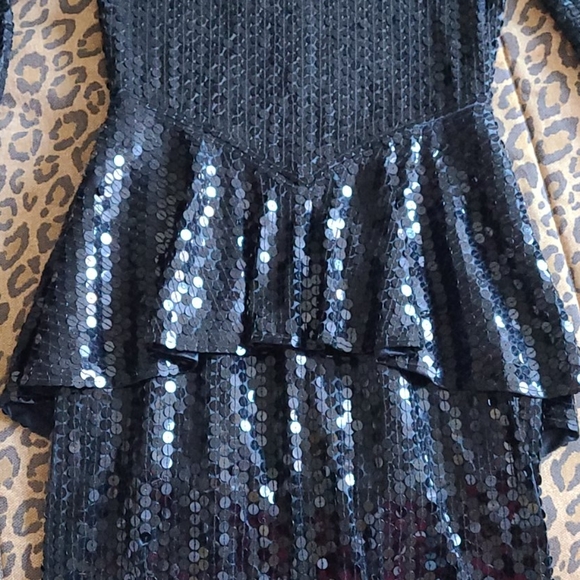 Vintage I. Magnin Black Sequin Evening Dress - Picture 7 of 12